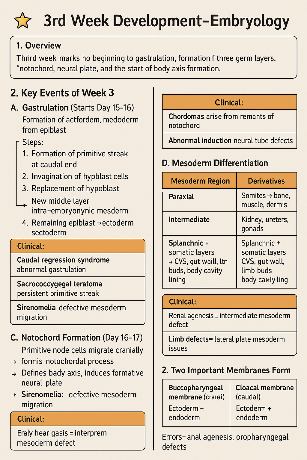 3rd Week of Embryonic Development: Gastrulation, Notochord, Neural Plate & Clinical Correlations