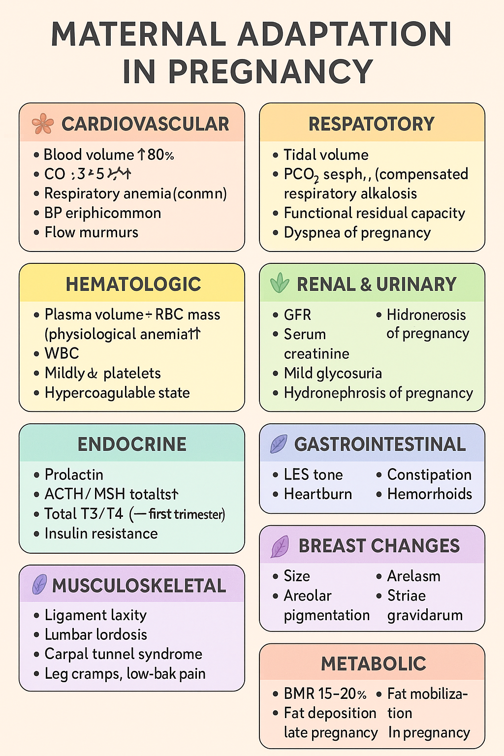 Maternal Adaptations in Pregnancy: Cardiovascular, Respiratory, Renal, Endocrine & Hematologic Changes | Complete Obstetrics Guide 2025